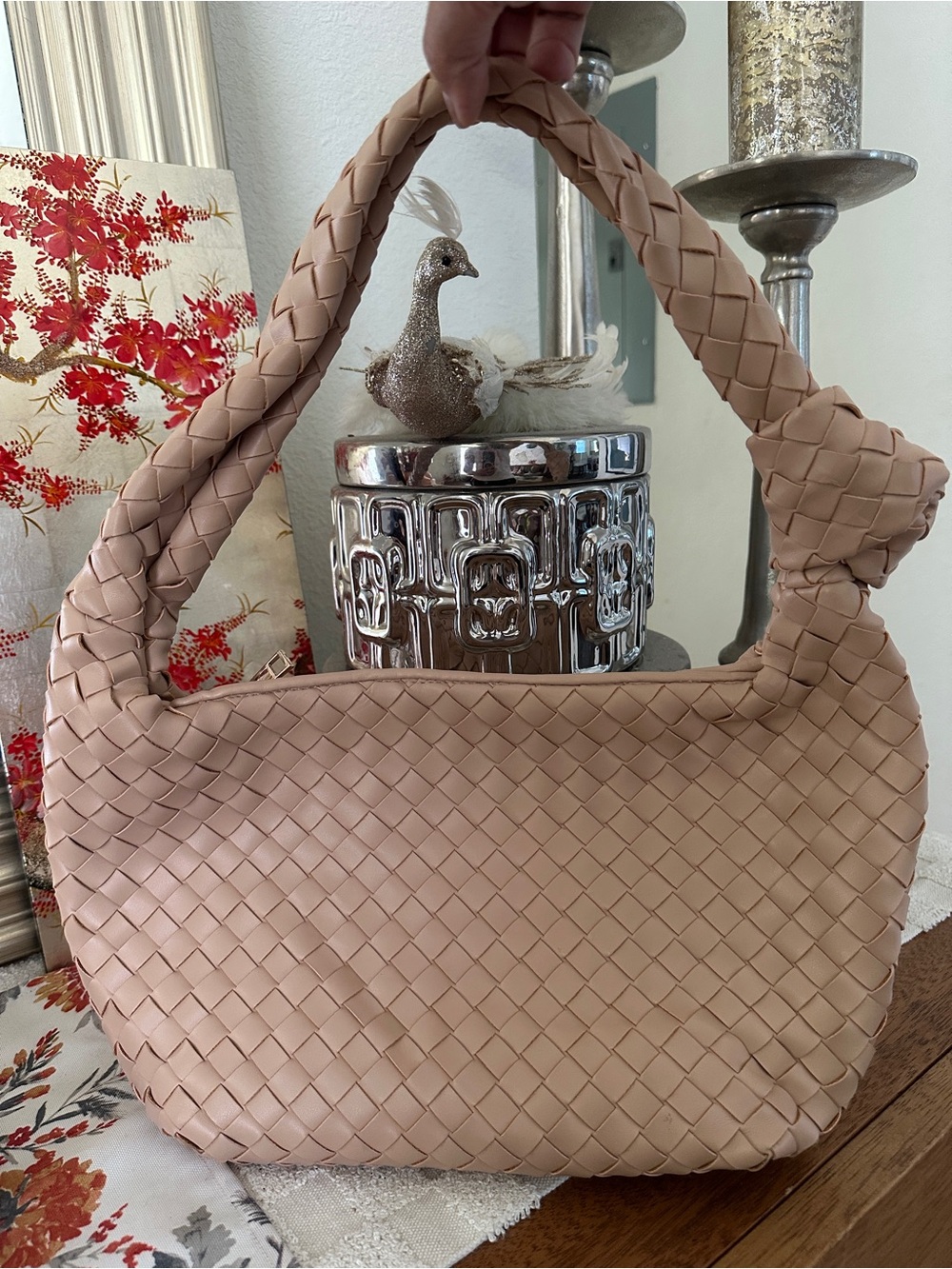 a new day Woven Shoulder Bag in Blush Nude